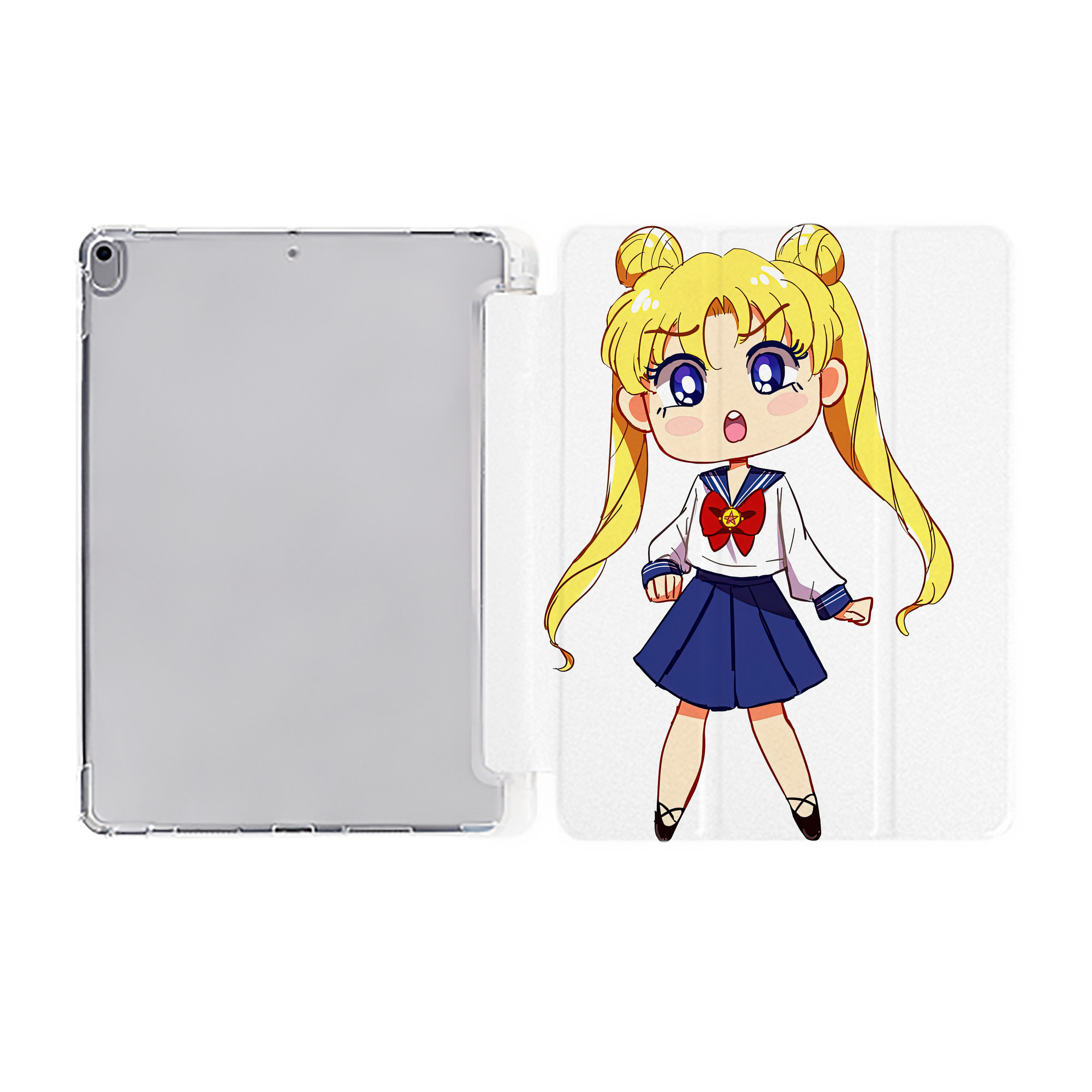 （画像用） 美少女戦士セーラームーン 愛野 美奈子 あいの みなこ Sailor Moon Aino Minako IPad ケース ペン収納付き 三つ折りスタンド PUレザー×シリコン 対応機種9.5/10.5/10.9インチ